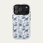 Tabby Cat Blue Toile Phone case