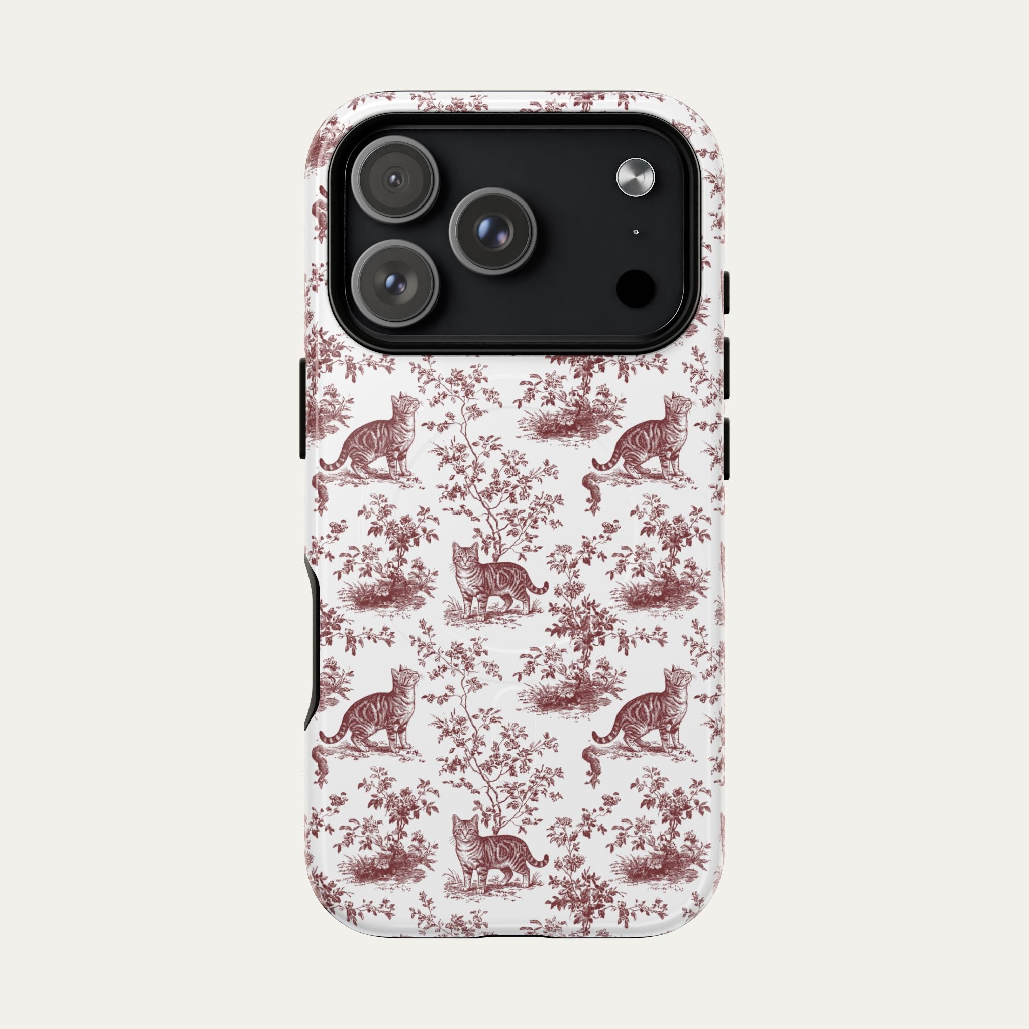 Cat Burgundy Toile phone Case