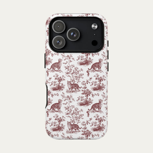 Cat Burgundy Toile phone Case