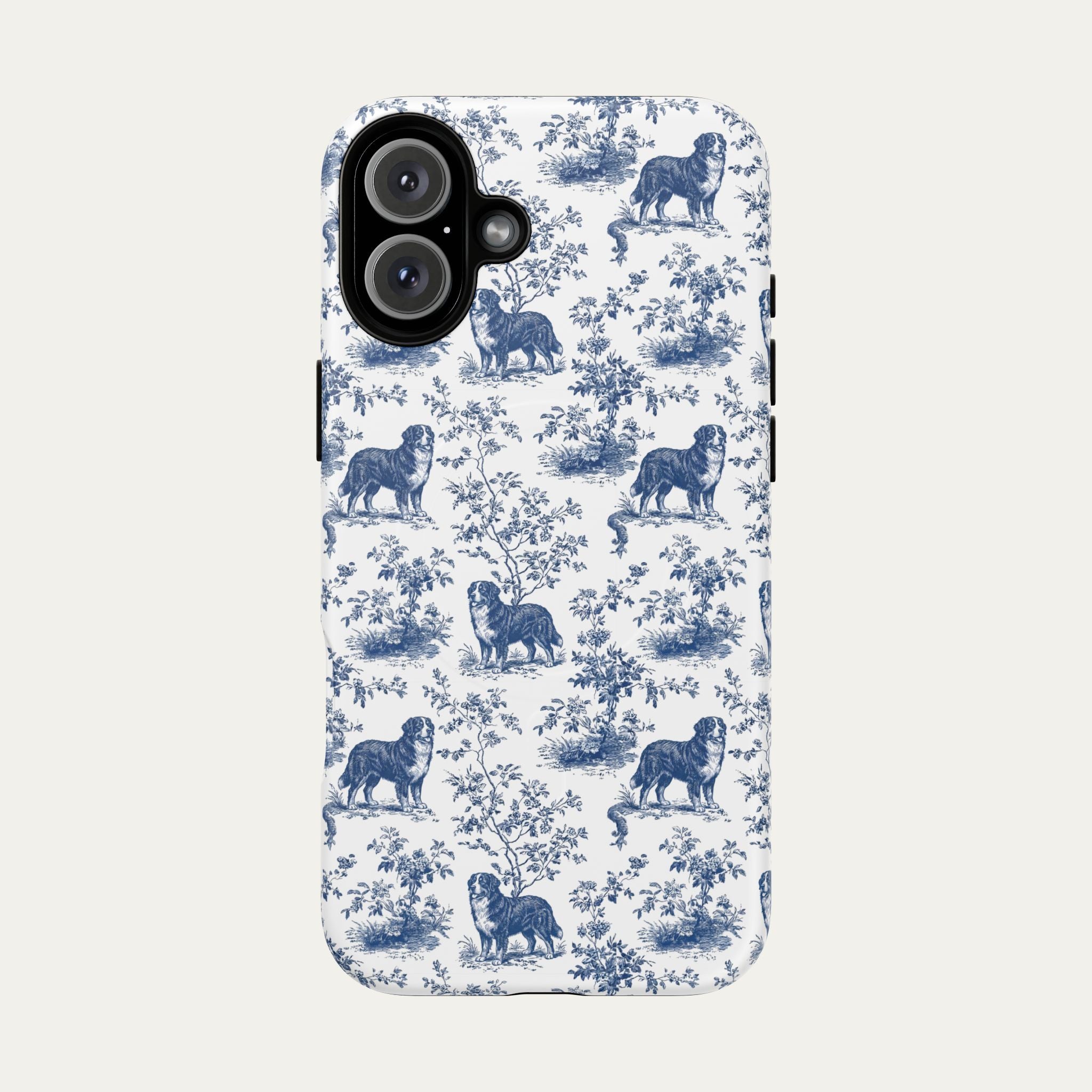 Bernese Mountain Blue Toile Phone case