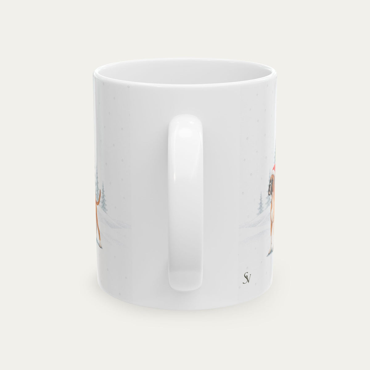 Custom Boxer Fawn and White Christmas Santa Hat Mug