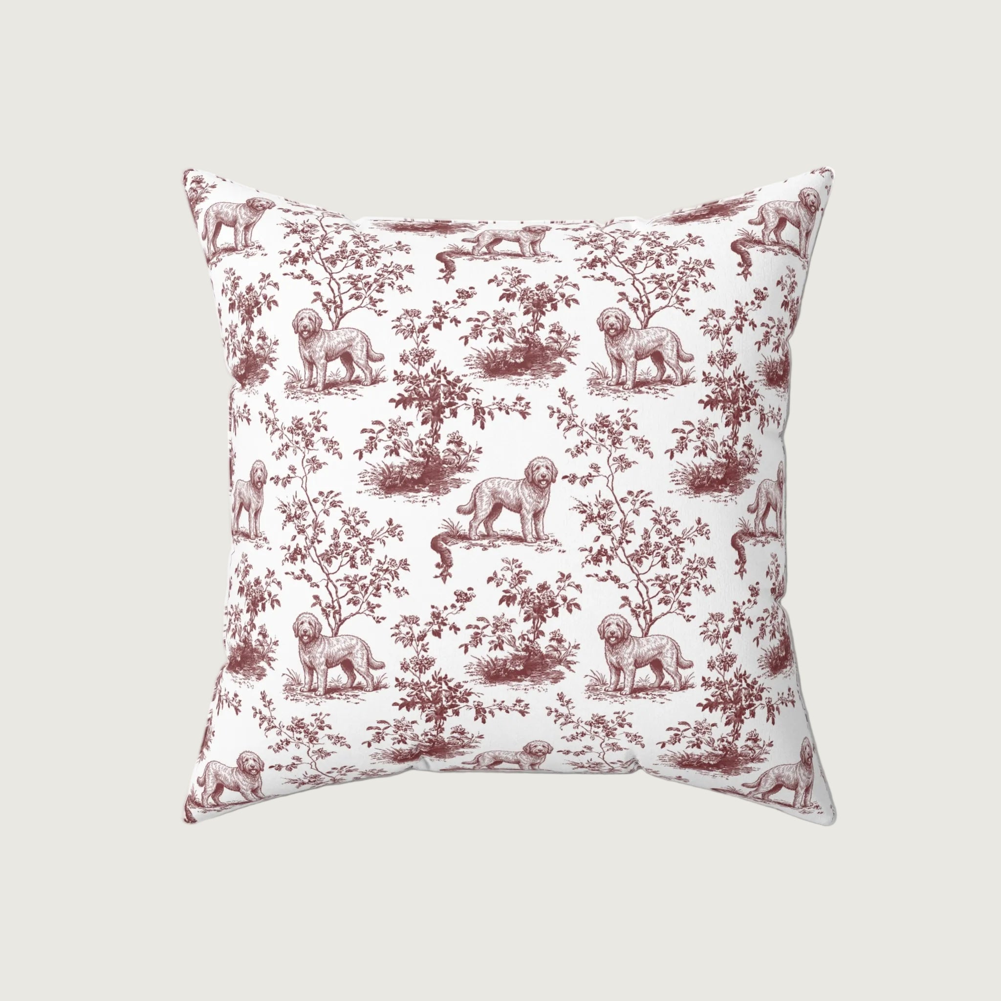Dog Burgundy French Toile Pillow