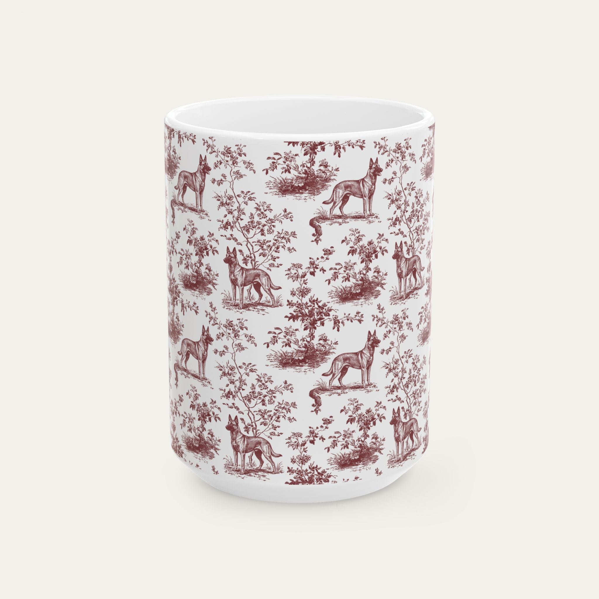 Belgian Malinois Burgundy Toile Mug