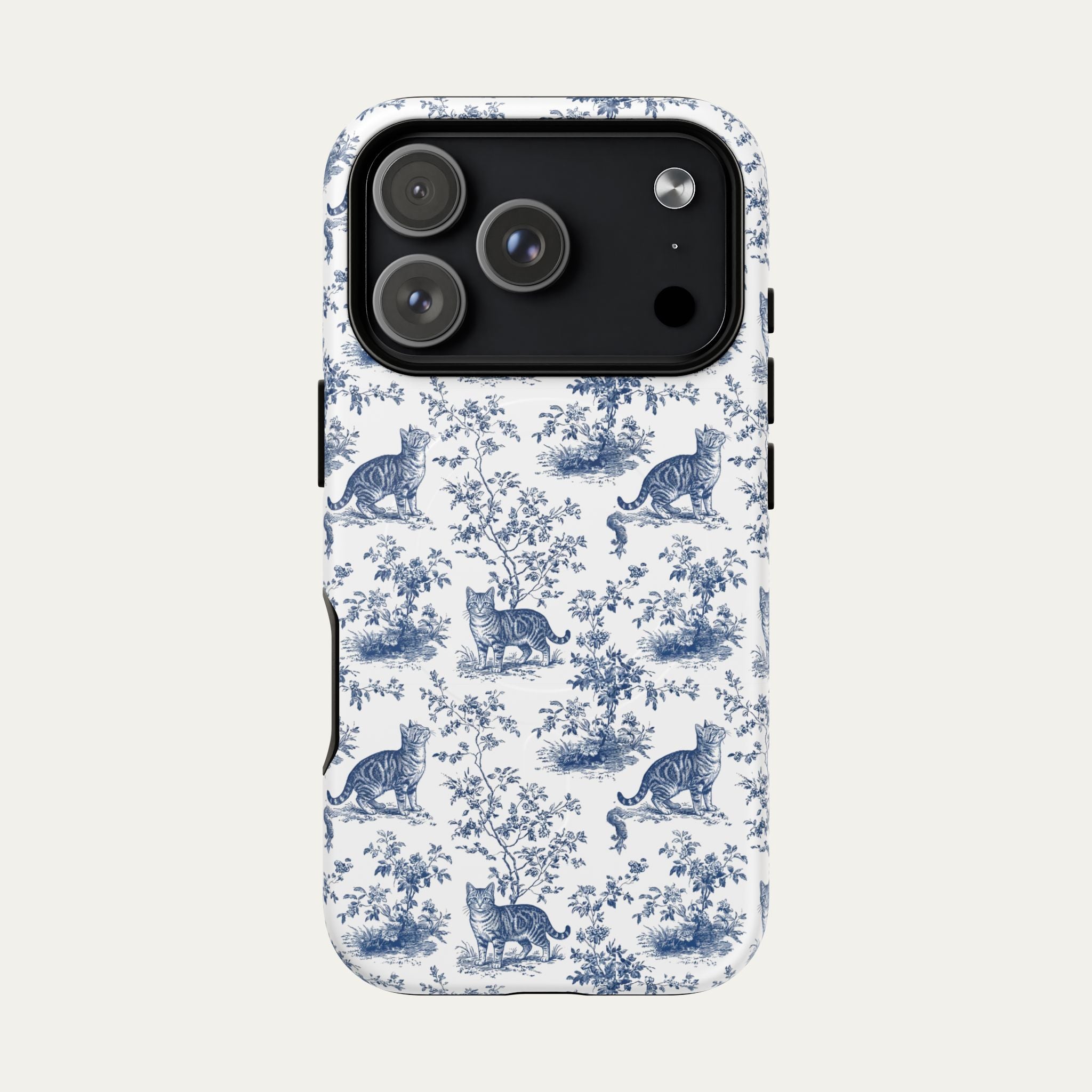 Tabby Cat Blue Toile Phone case