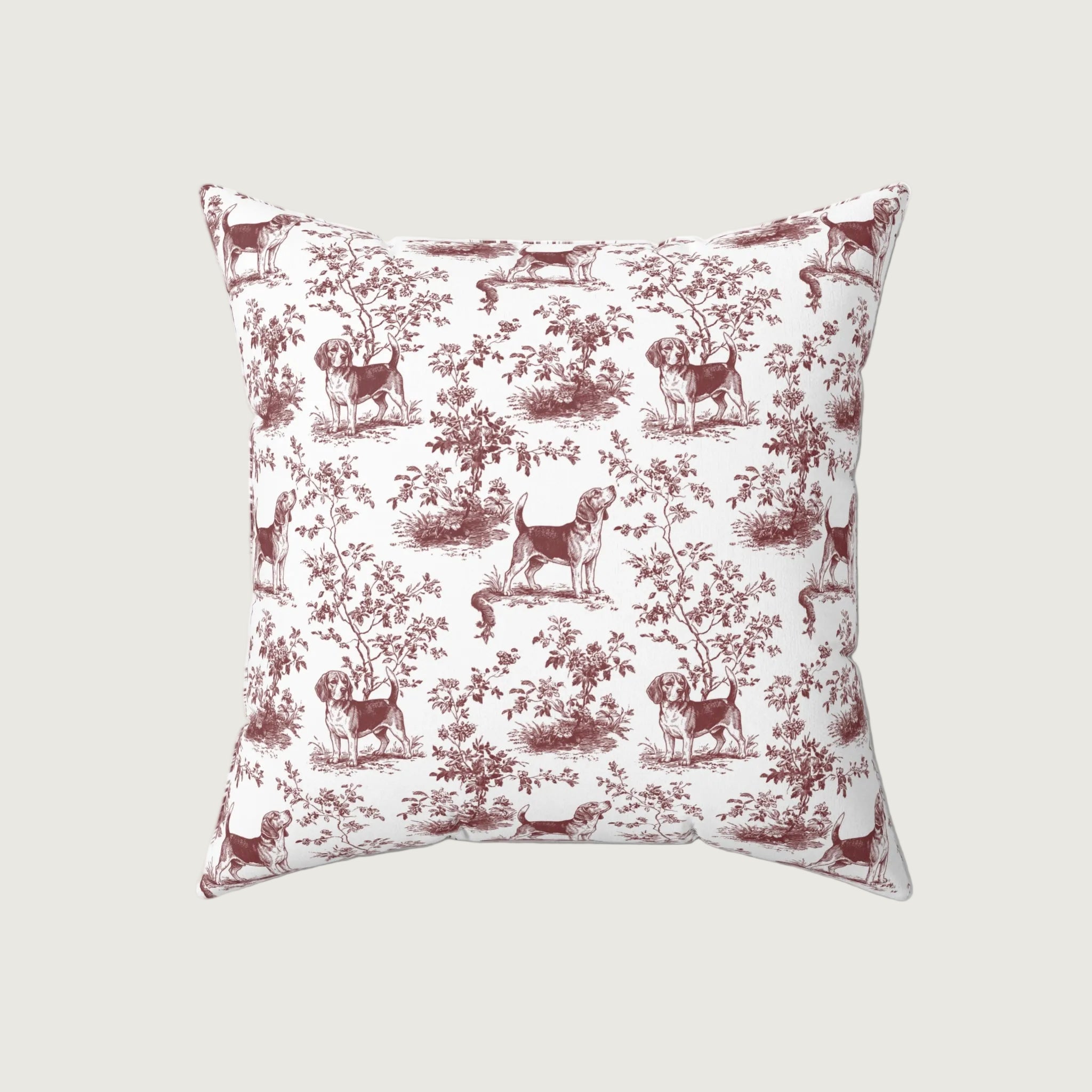 Dog Burgundy French Toile Pillow