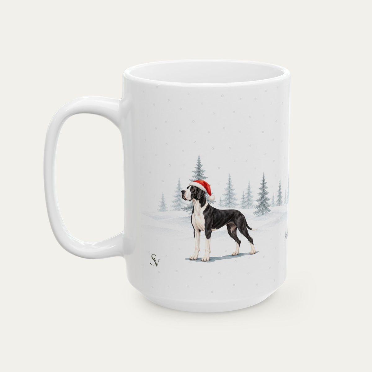 Custom Great Dane Mantle  Christmas Santa Hat Mug