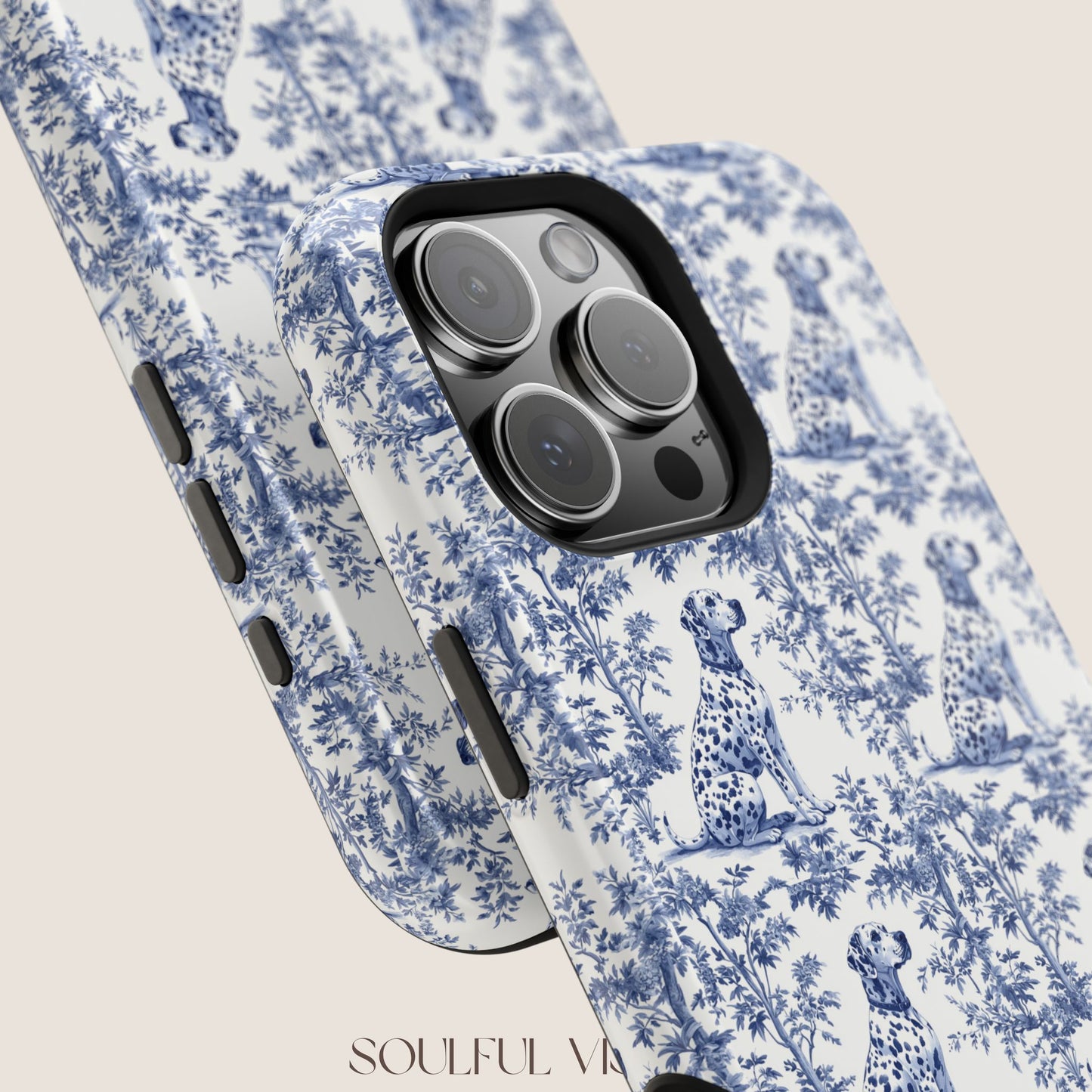 Dalmatian Toile De Jouy Magnetic Phone Case