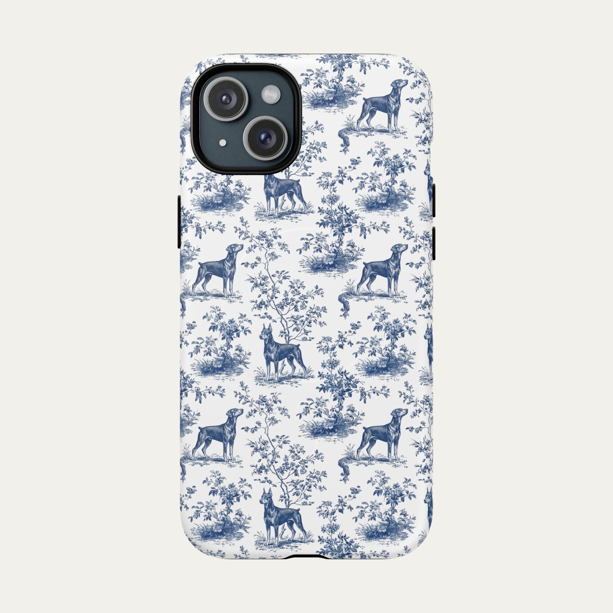Doberman Blue Toile Phone case