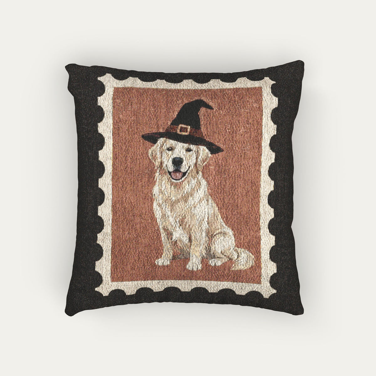 Golden Retriever Cream Halloween Woven Pillow