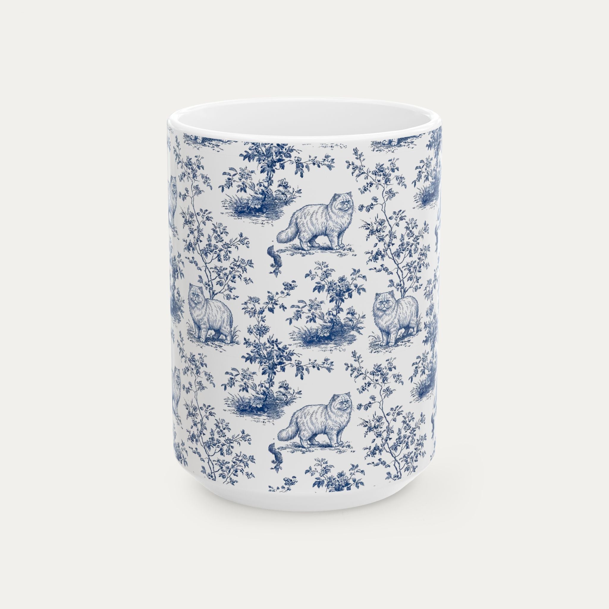 Persian Cat Blue Toile  Mug