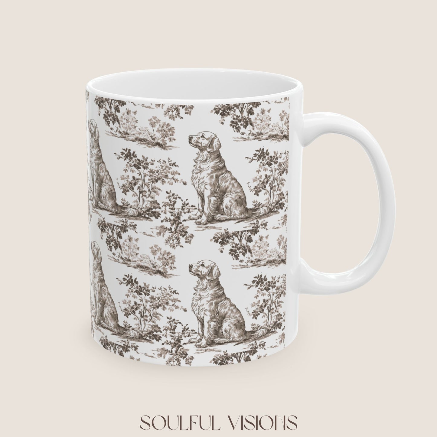 Golden Retriever Toile De Jouy Mug