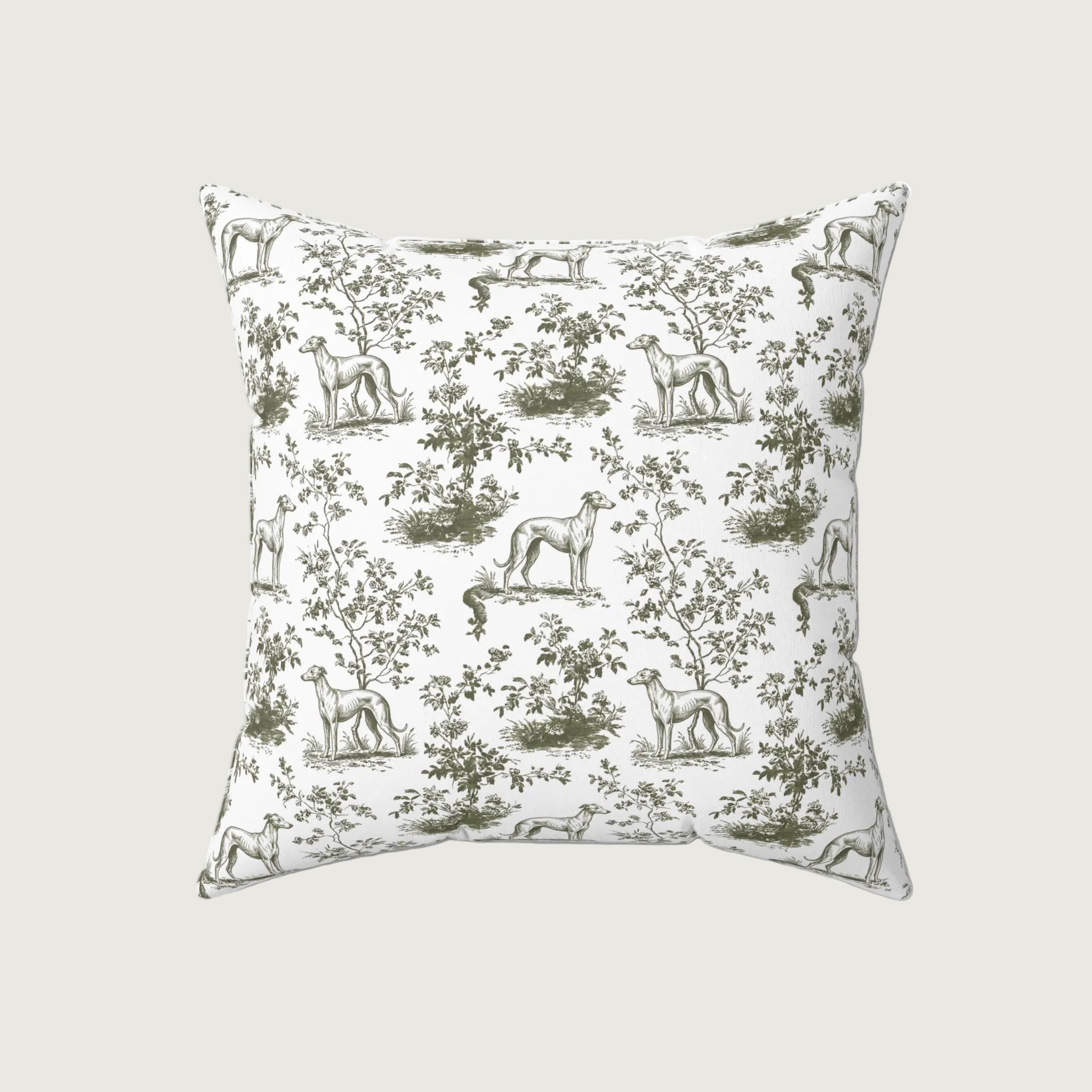 Dog Sage Green French Toile Pillow