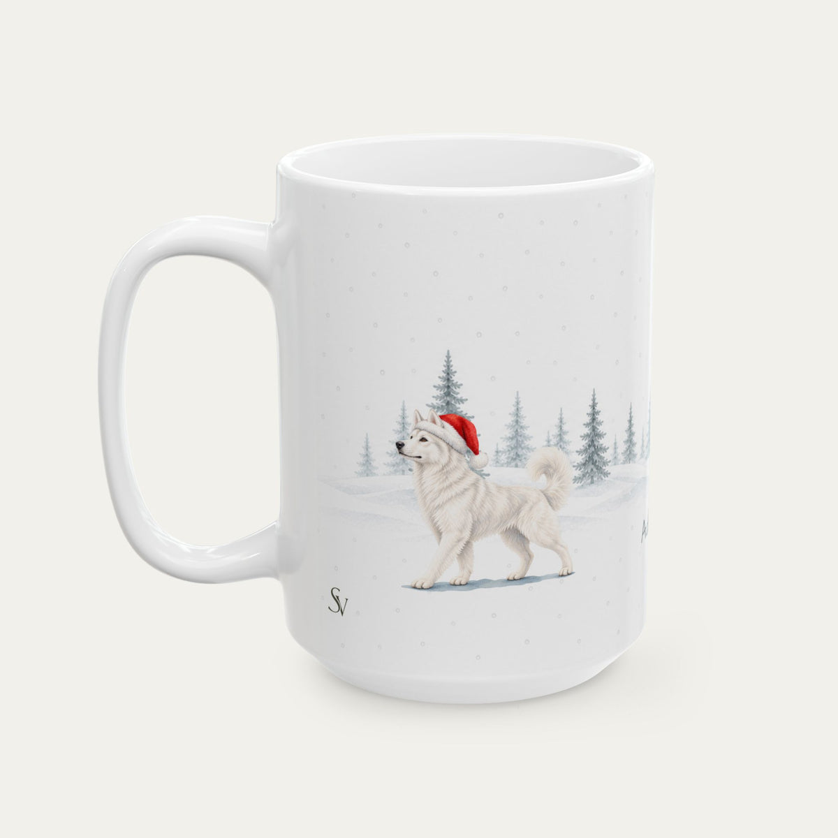 Custom Siberian Husky White Christmas Santa Hat Mug