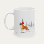 Custom Boxer Fawn and White Christmas Santa Hat Mug