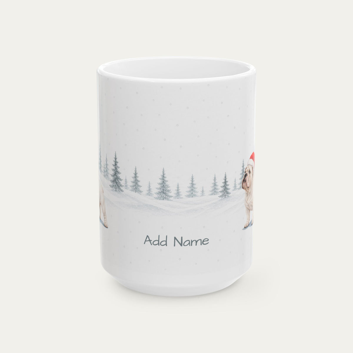 Custom English Bulldog White Christmas Santa Hat Mug