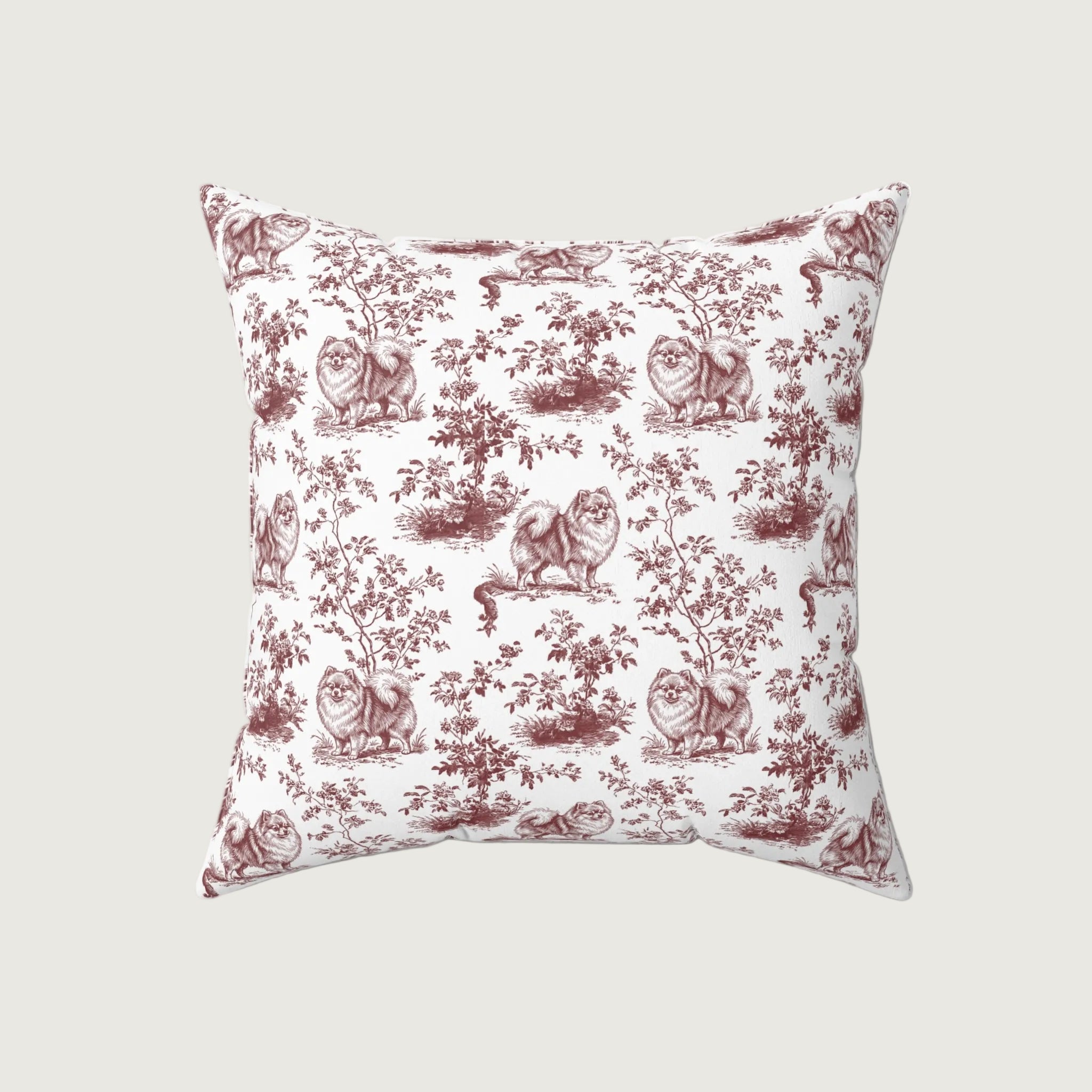 Dog Burgundy French Toile Pillow