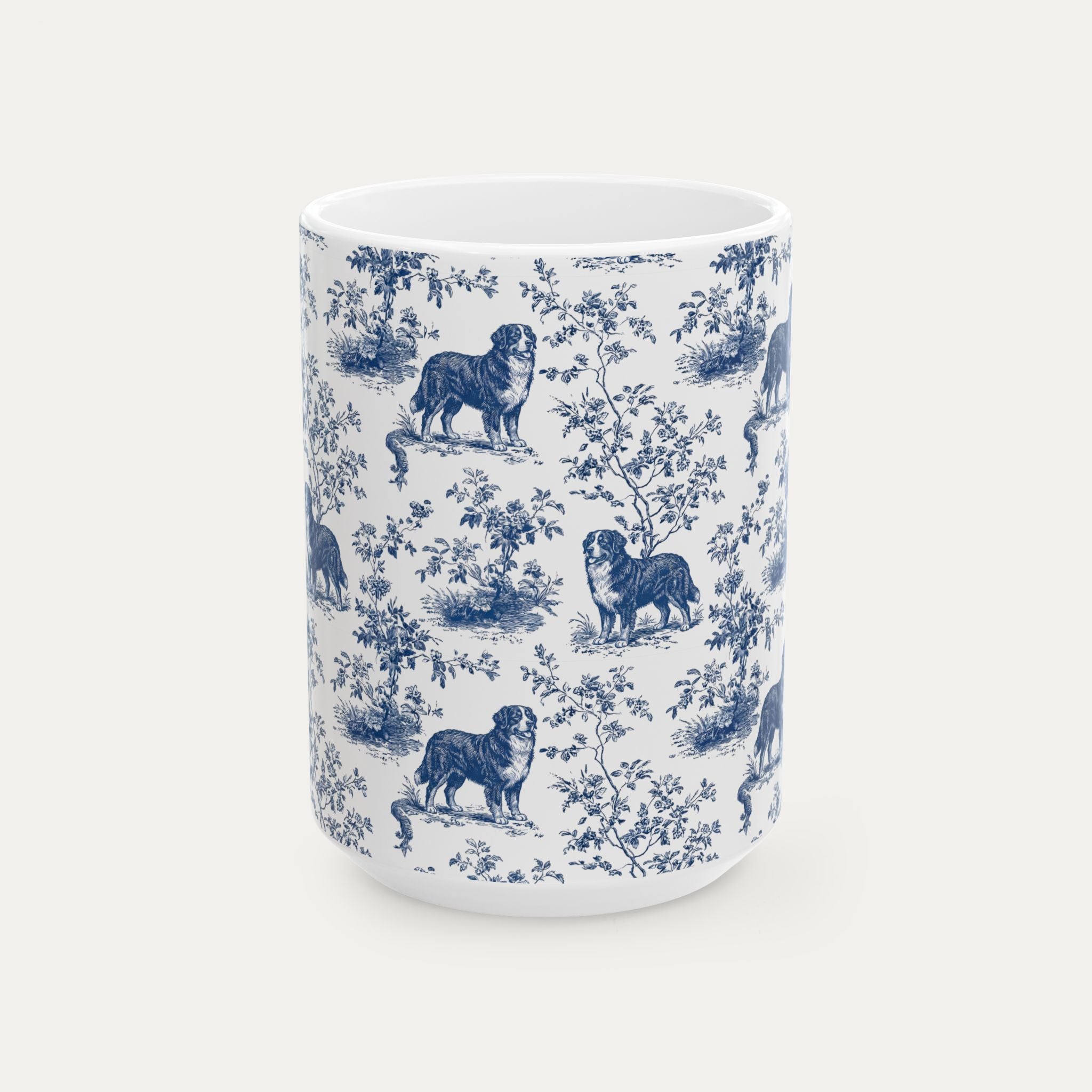 Bernese Mountain Blue Toile Mug