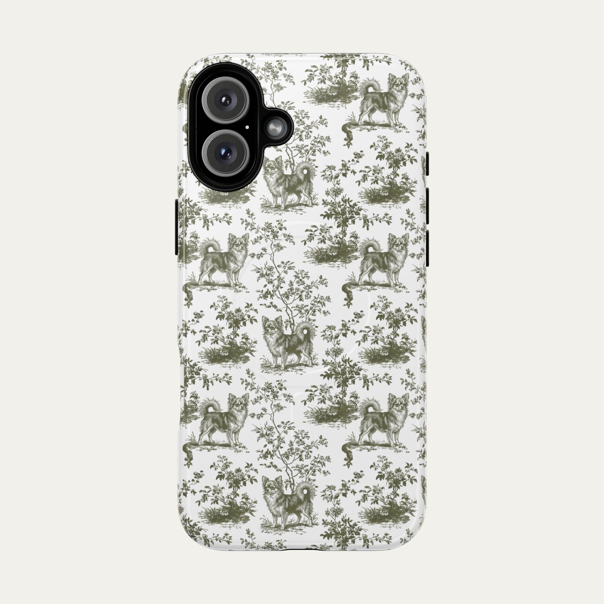 Chihuahua Longhaired Sage Green Toile phone Case