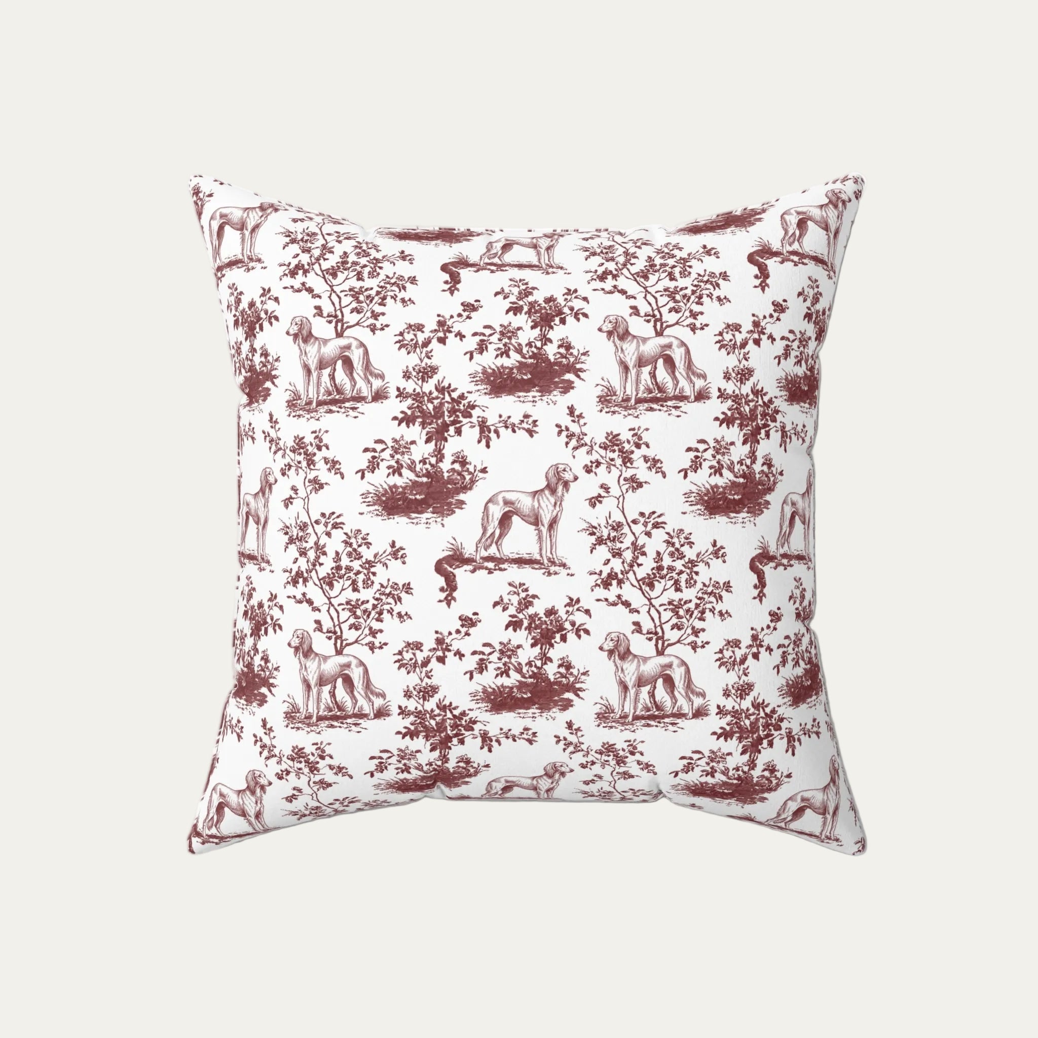 Dog Burgundy French Toile Pillow