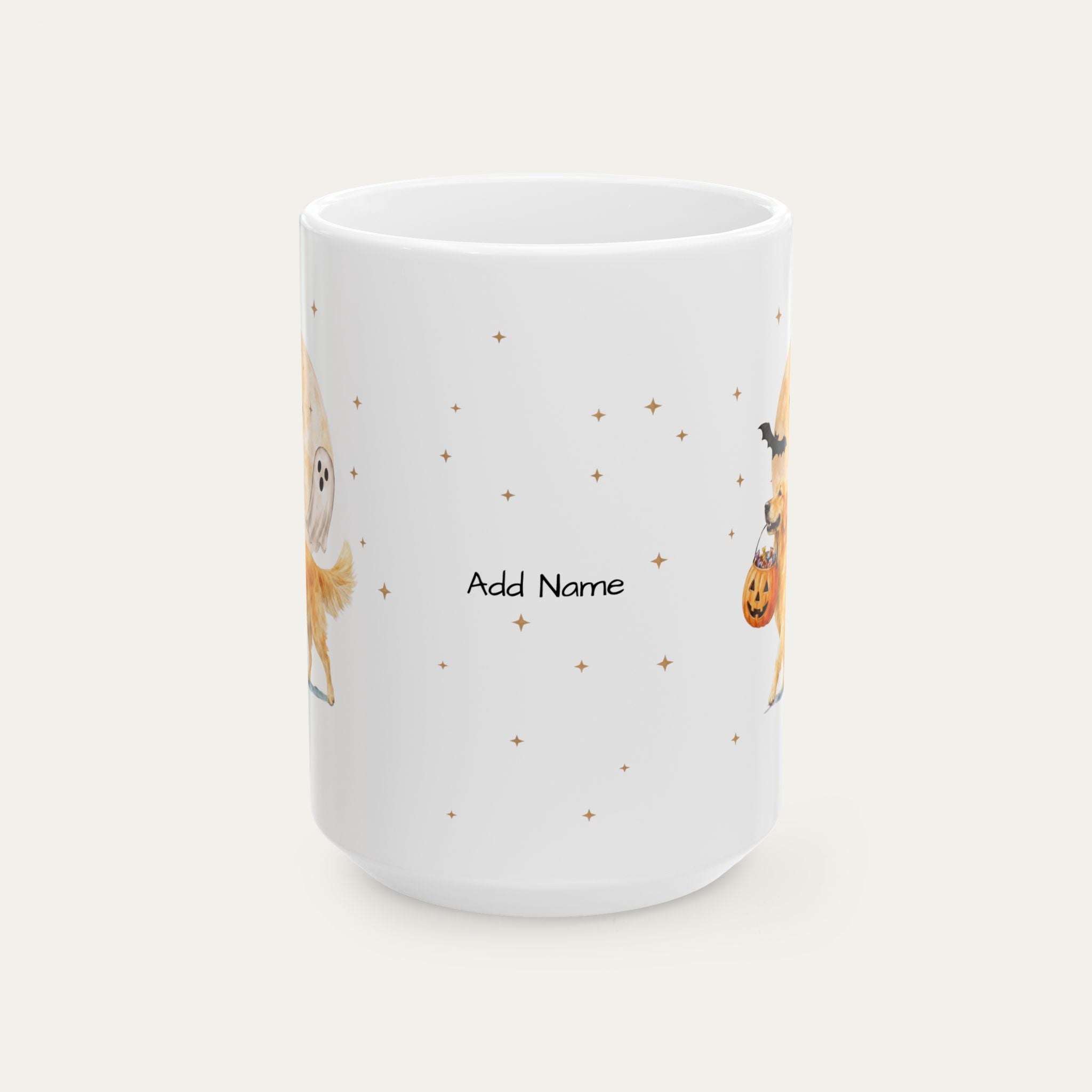 Custom Name Golden Retriever Halloween mug