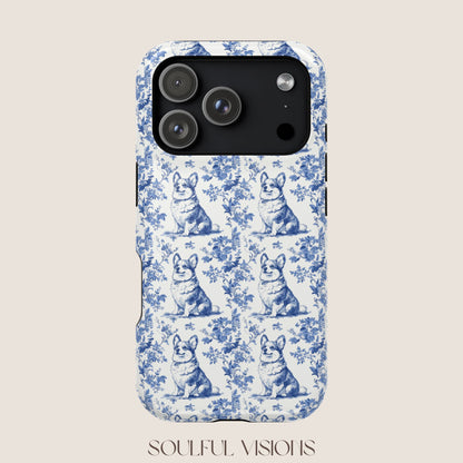 Corgi Toile De Jouy Magnetic Phone Case