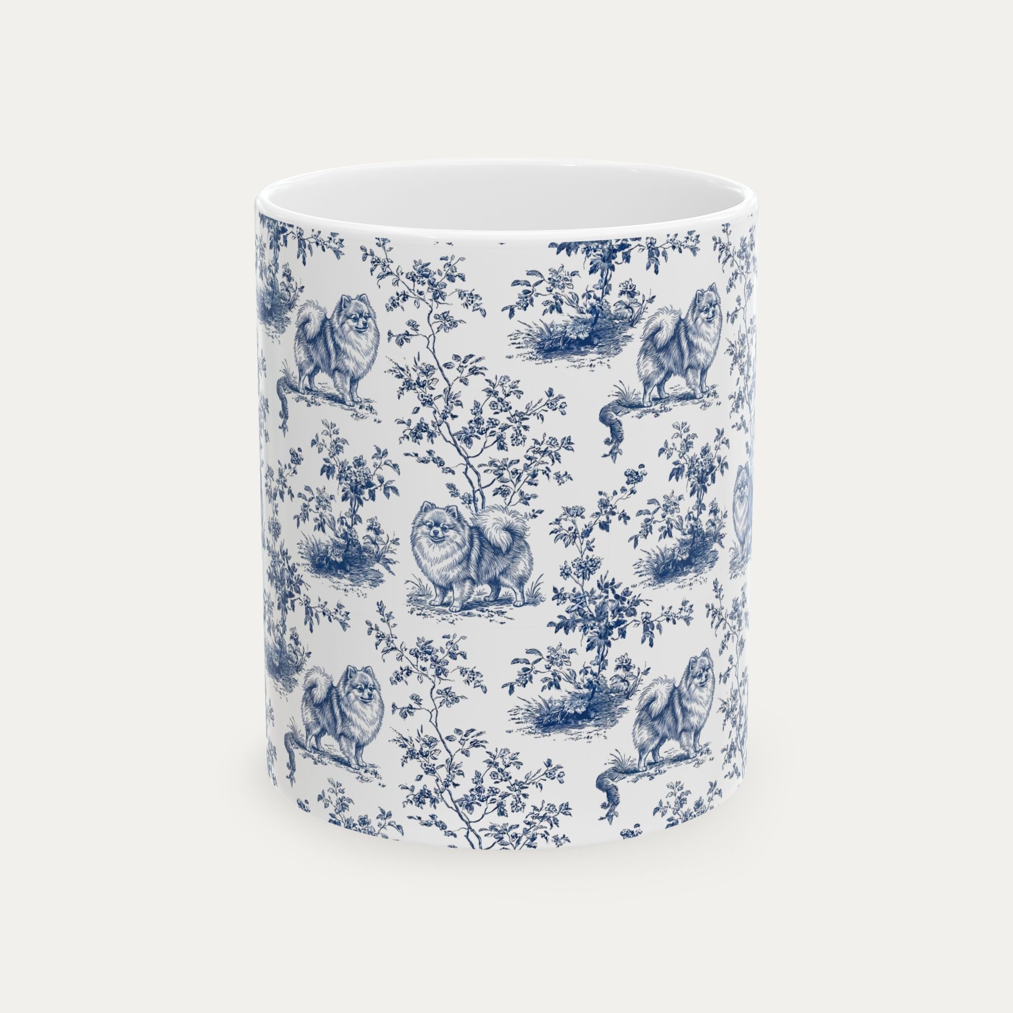 Pomeranian Blue Toile Mug