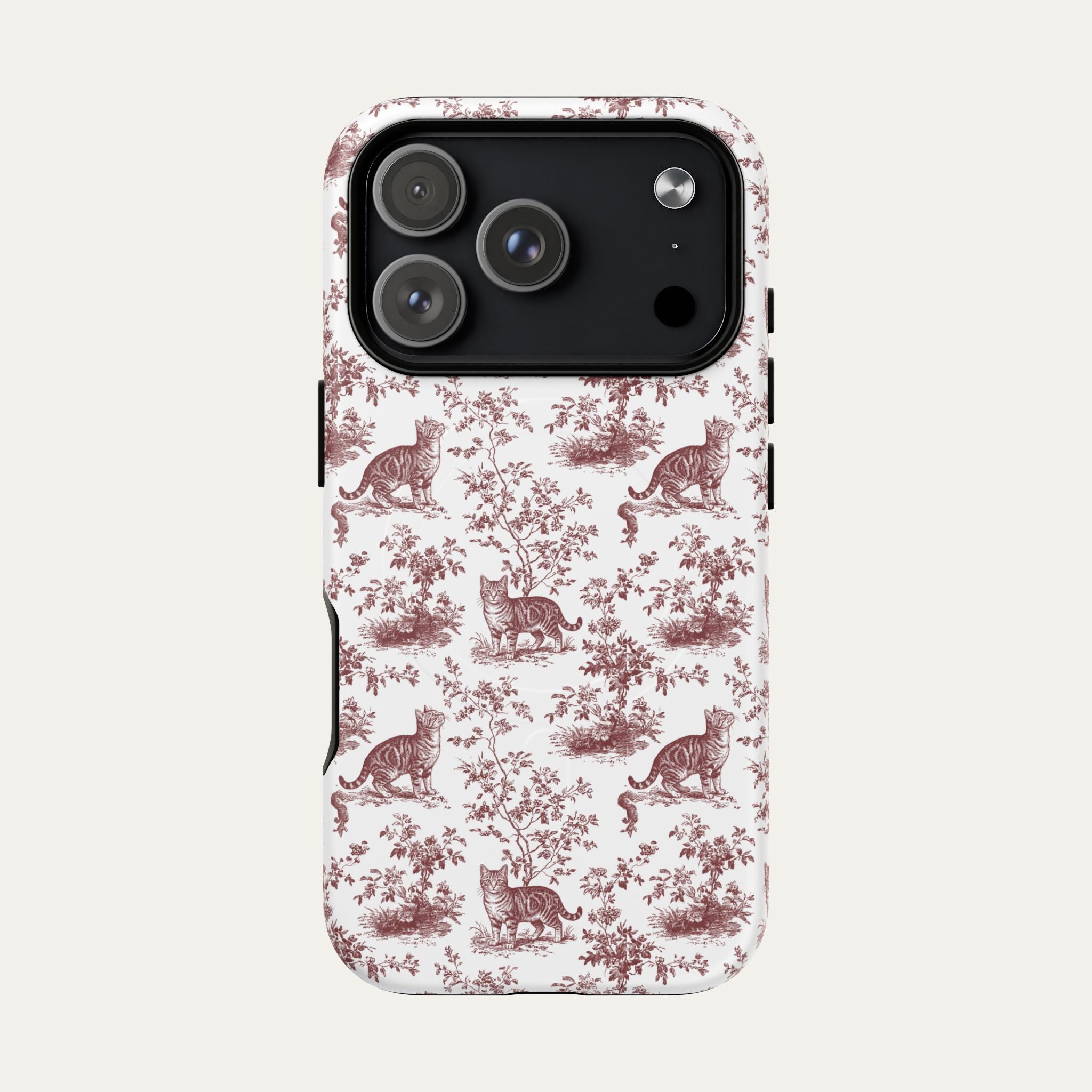 Tabby Cat Burgundy Toile phone Case