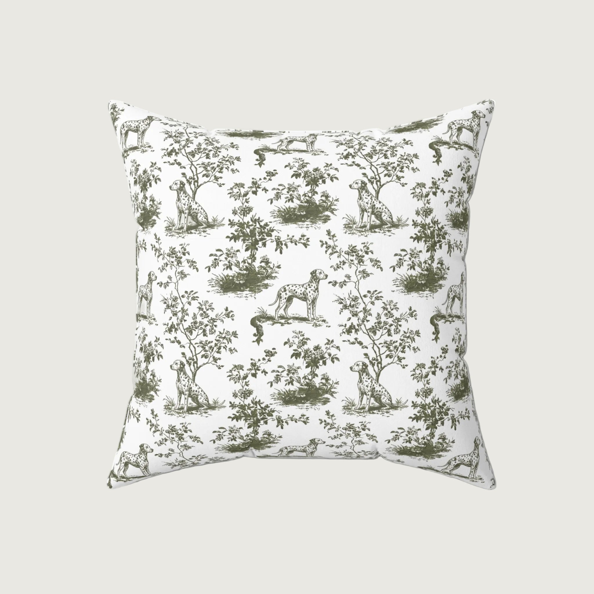 Dog Sage Green French Toile Pillow