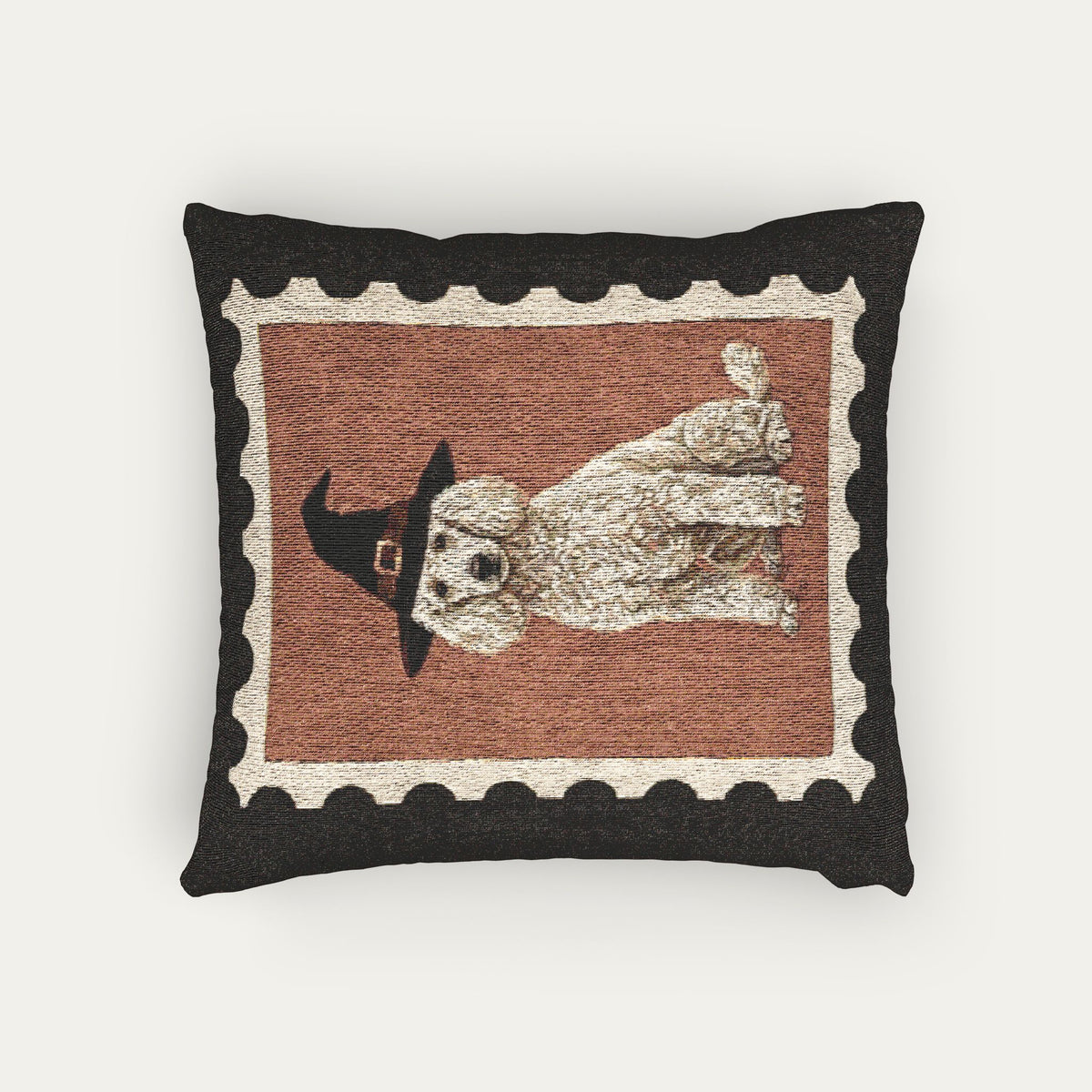 Poodle Cream Halloween Woven Pillow