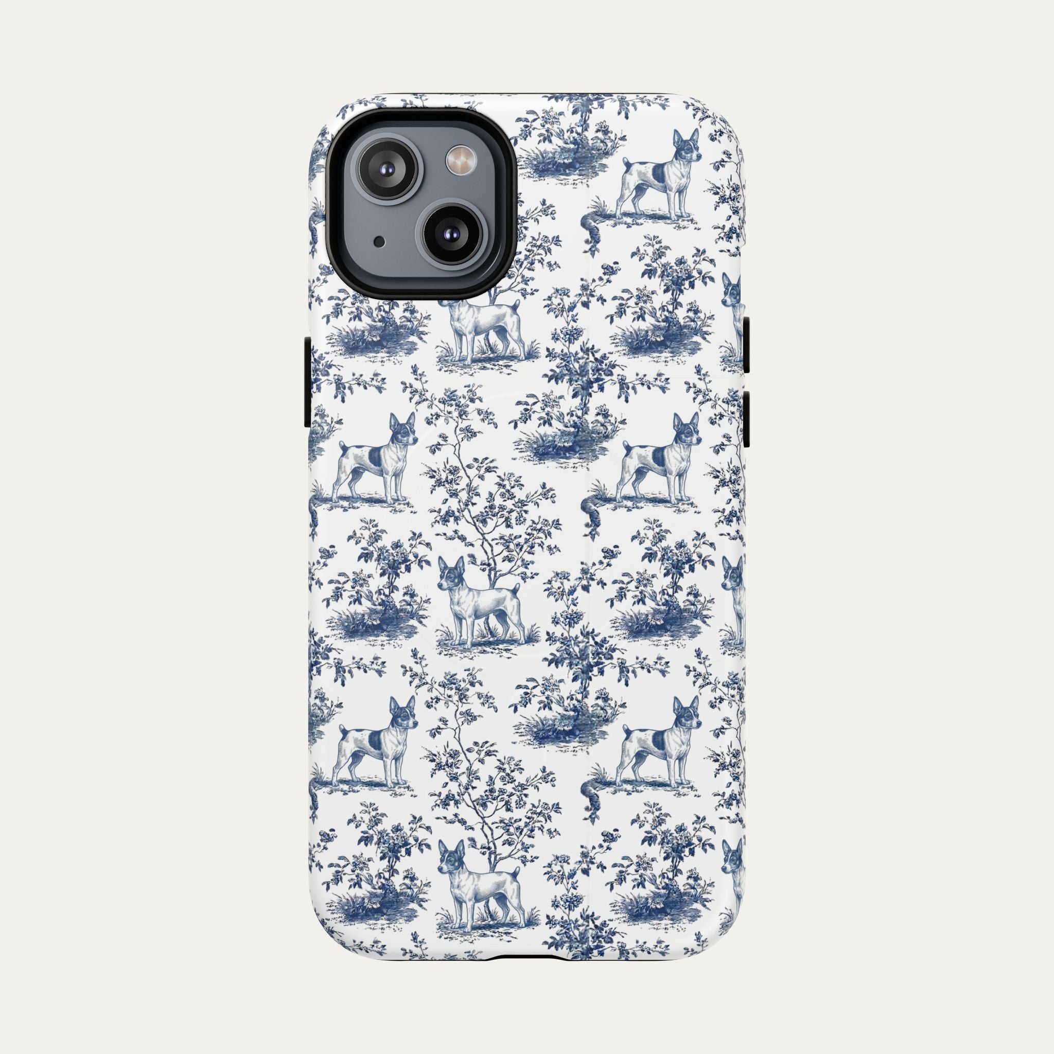 Toy Fox Terrier Blue Toile Phone case