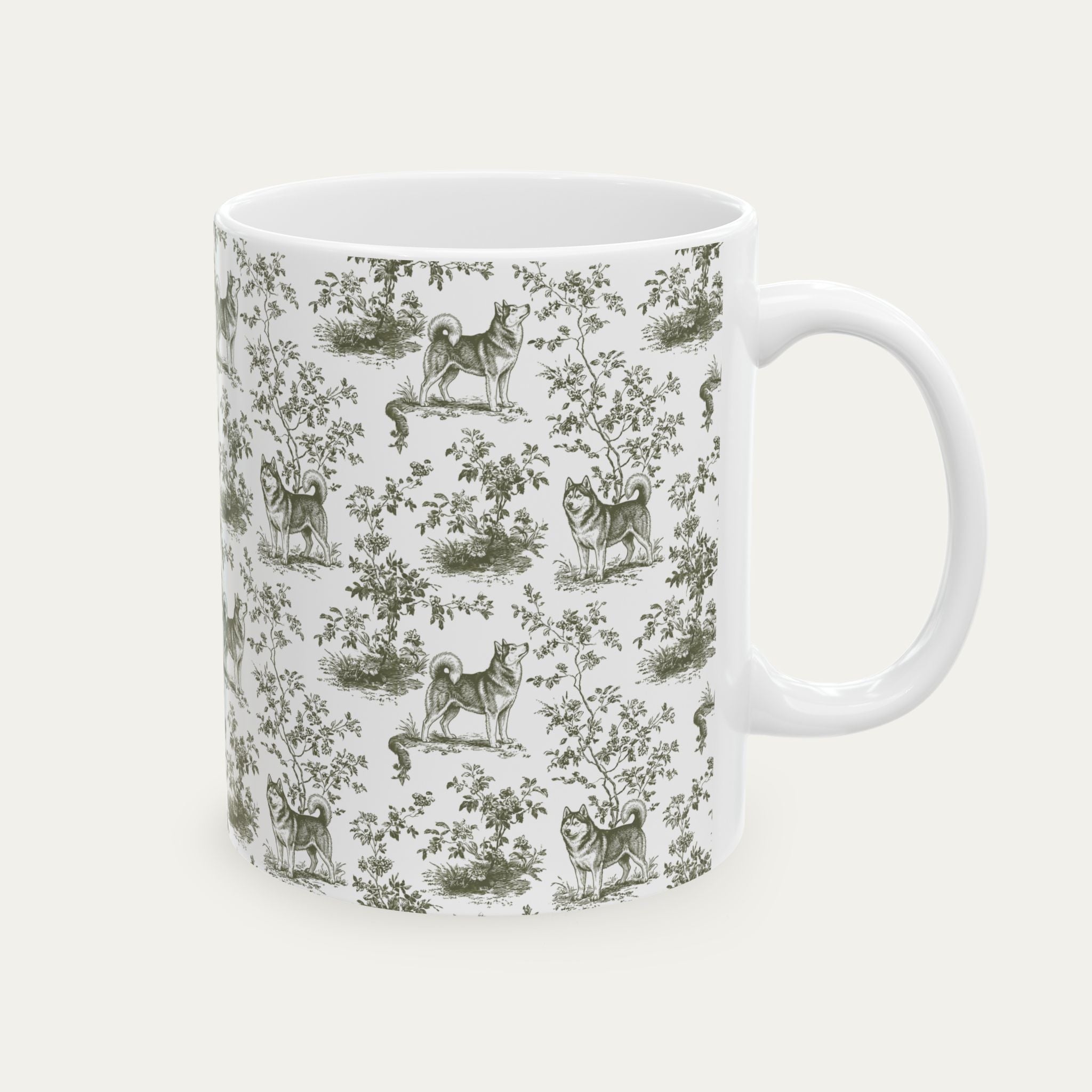 Husky Sage Green Toile Mug