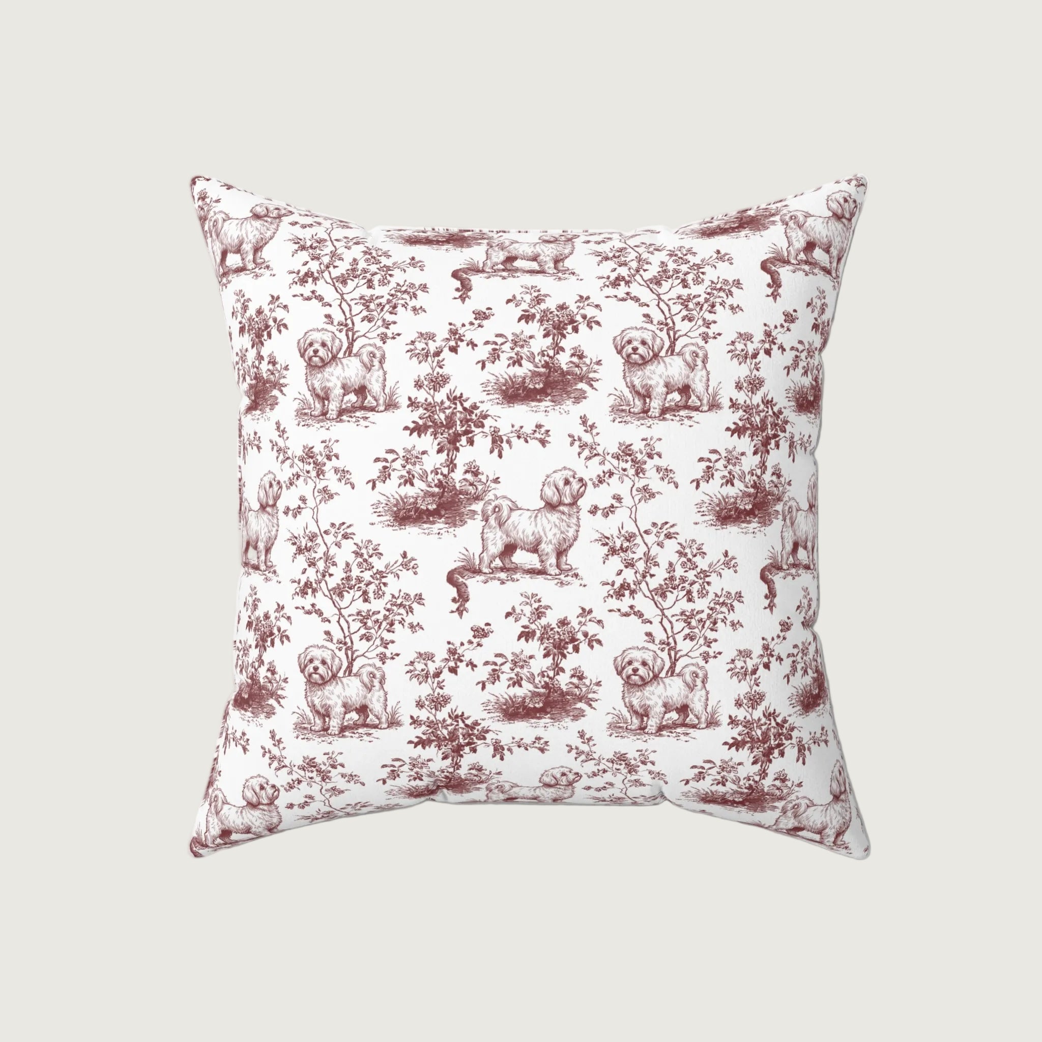 Dog Burgundy French Toile Pillow