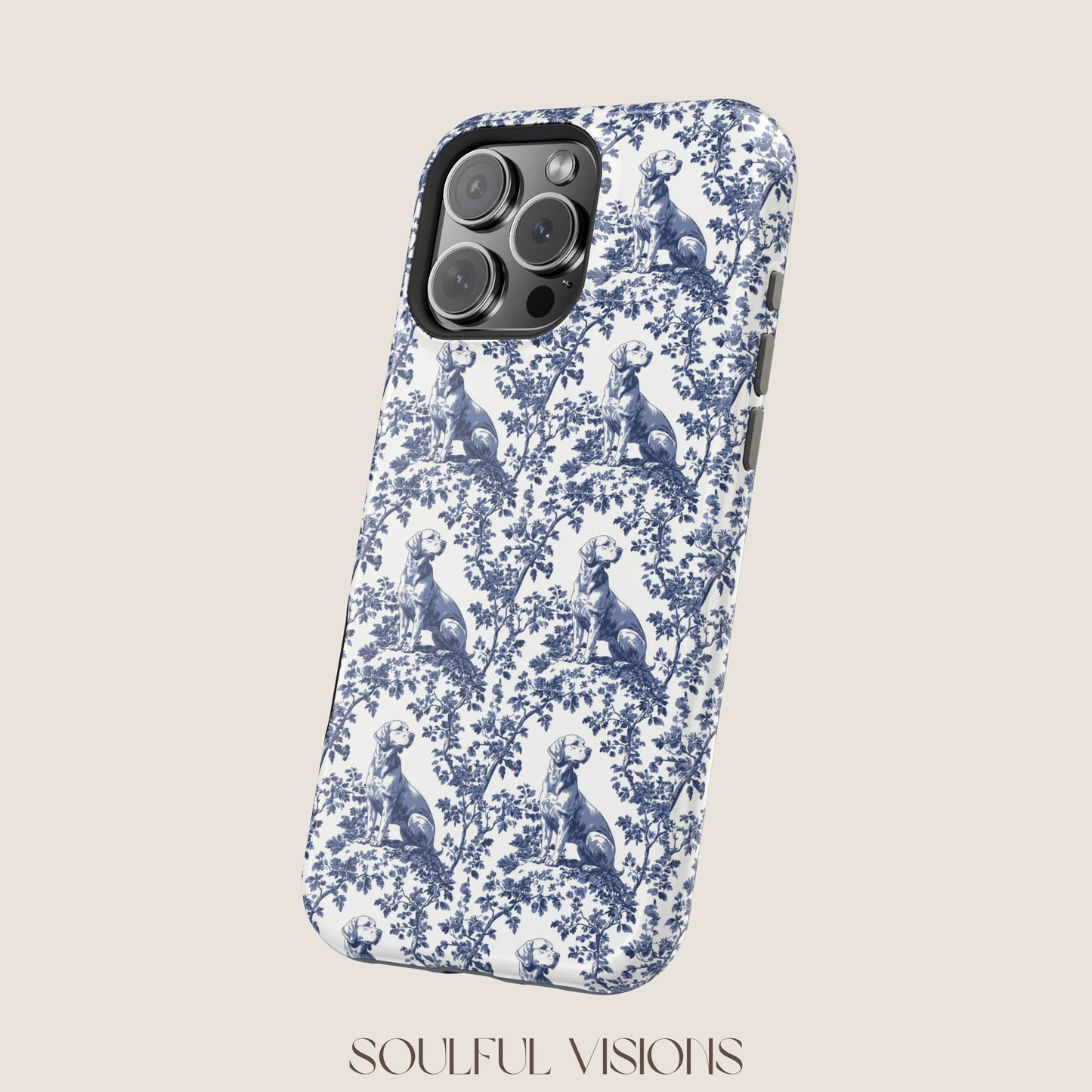 Labrador Toile De Jouy Magnetic Phone Case