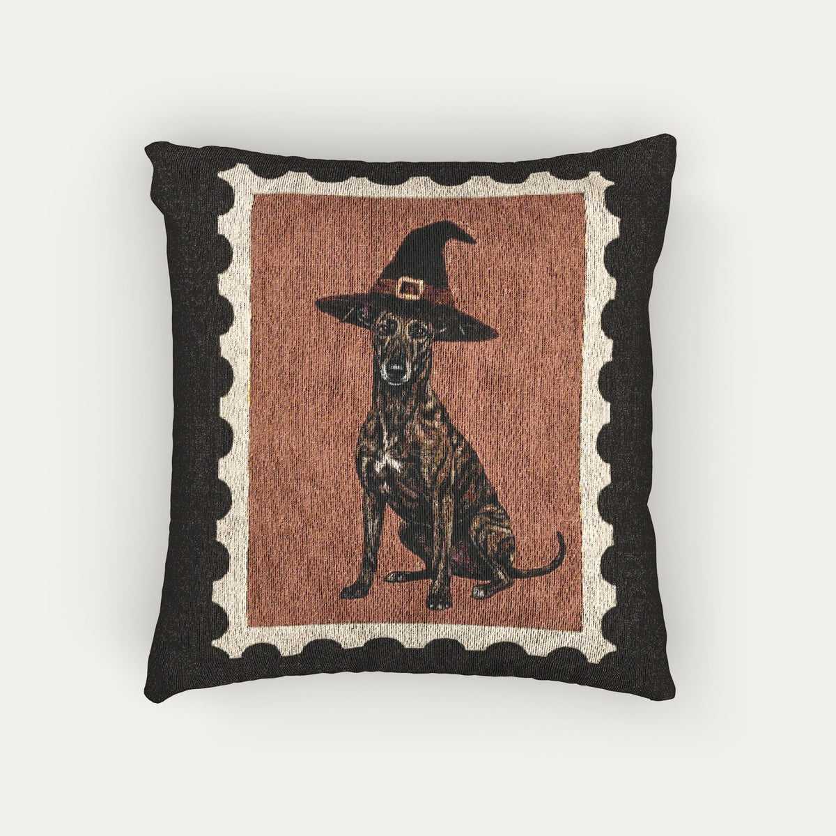 Greyhound Brindle  Halloween Woven Pillow
