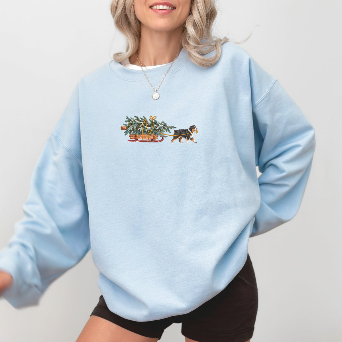 Australian Shepherd Black Tricolor Christmas Tree Sweatshirt