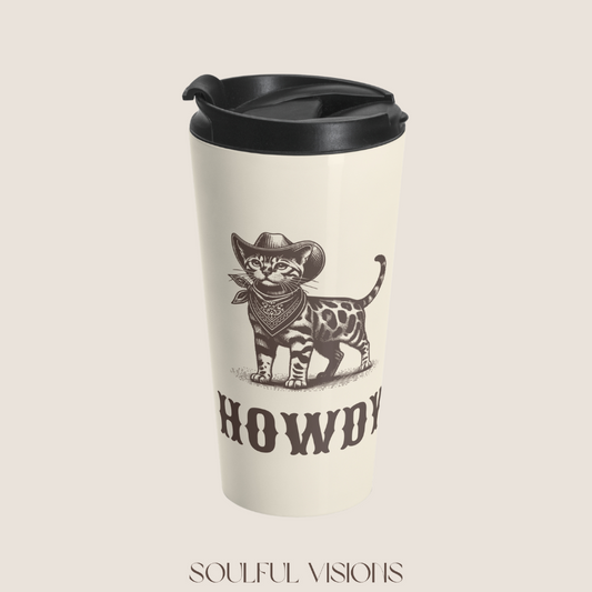 Howdy Bengal Cat Stainless Steel Travel Mug