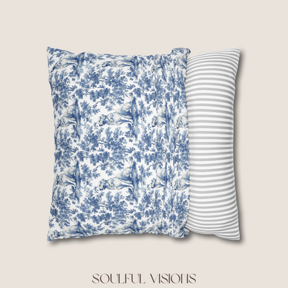 Golden Retriever Blue French Toile De Jouy Pillow