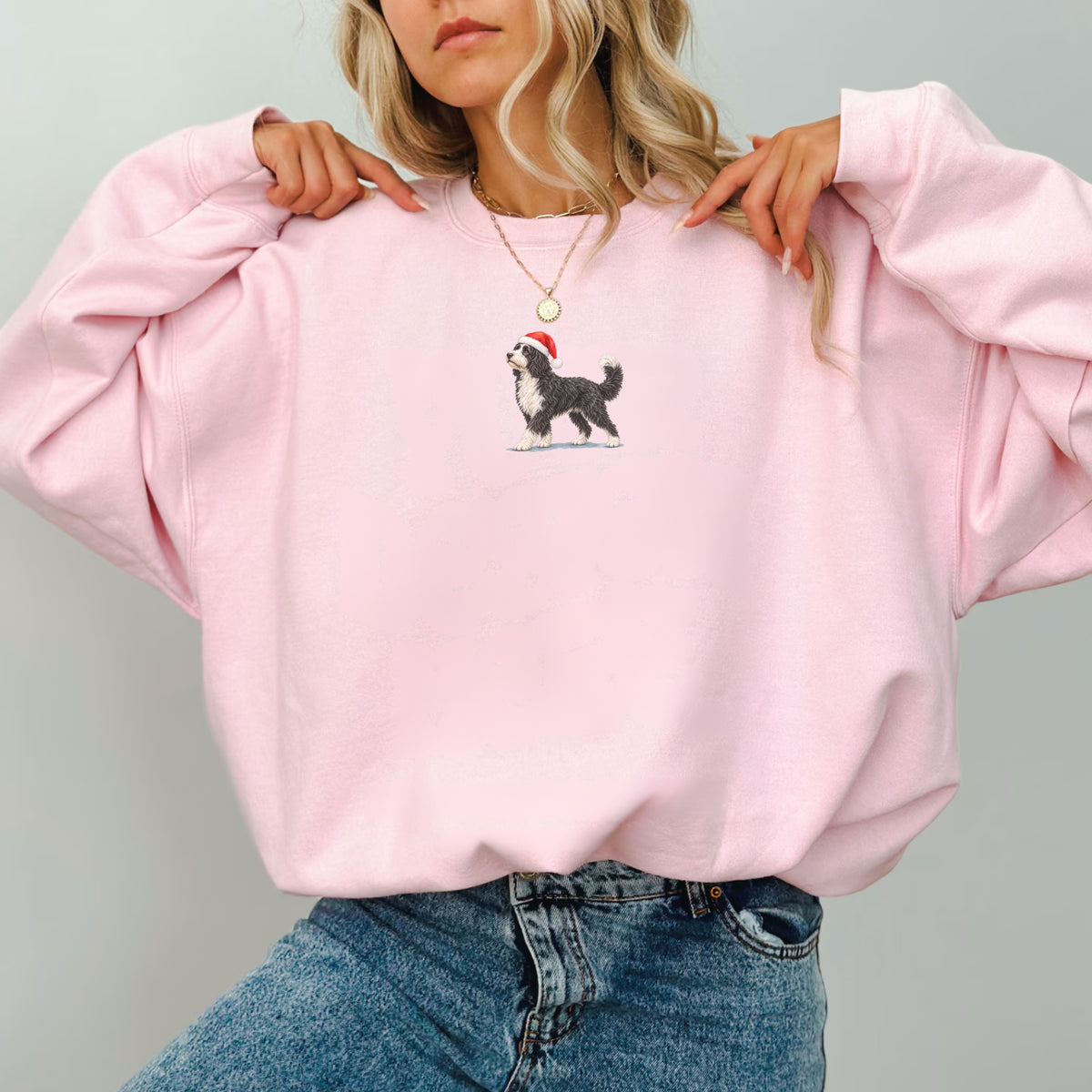 Bernedoodle black and white  Christmas Sweatshirt
