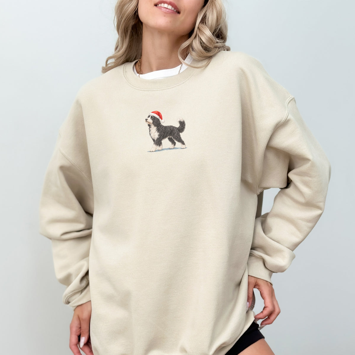 Bernedoodle black and white  Christmas Sweatshirt