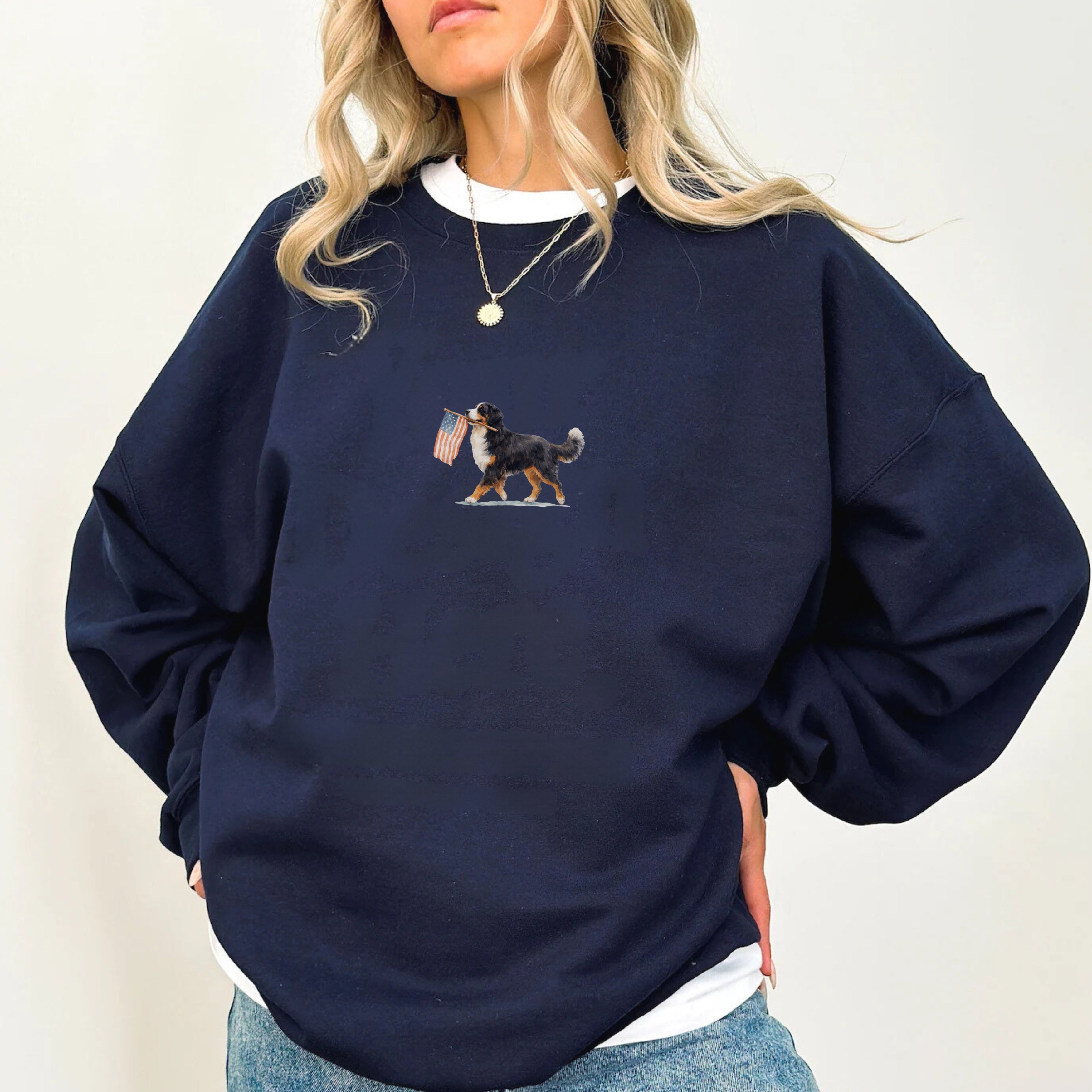Bernese Mountain US Flag Sweatshirt