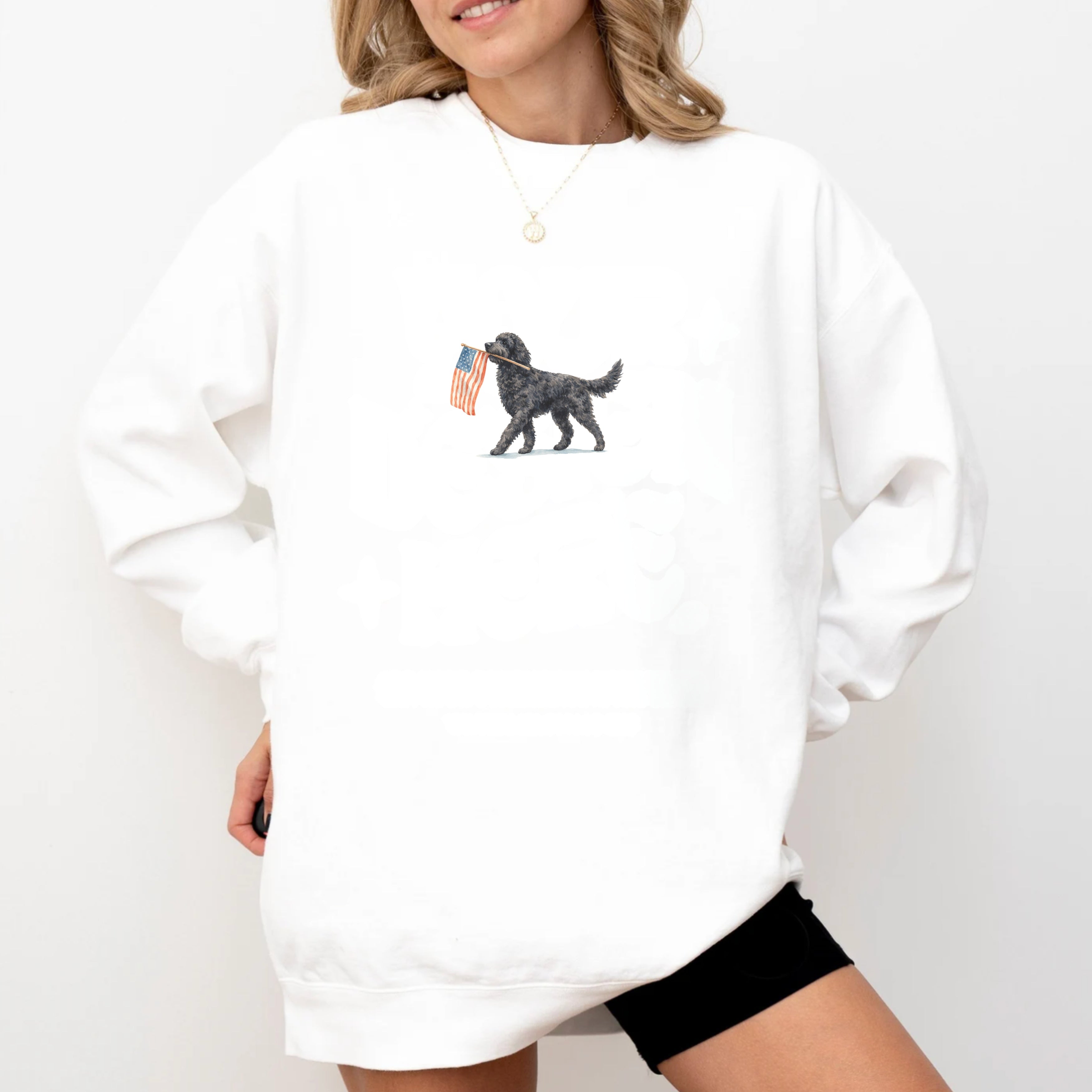 Black Goldendoodle US Flag Sweatshirt