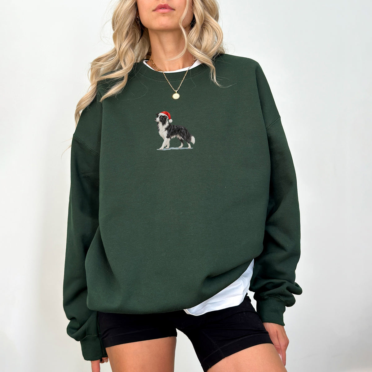 Border collie black and whte  Christmas Sweatshirt