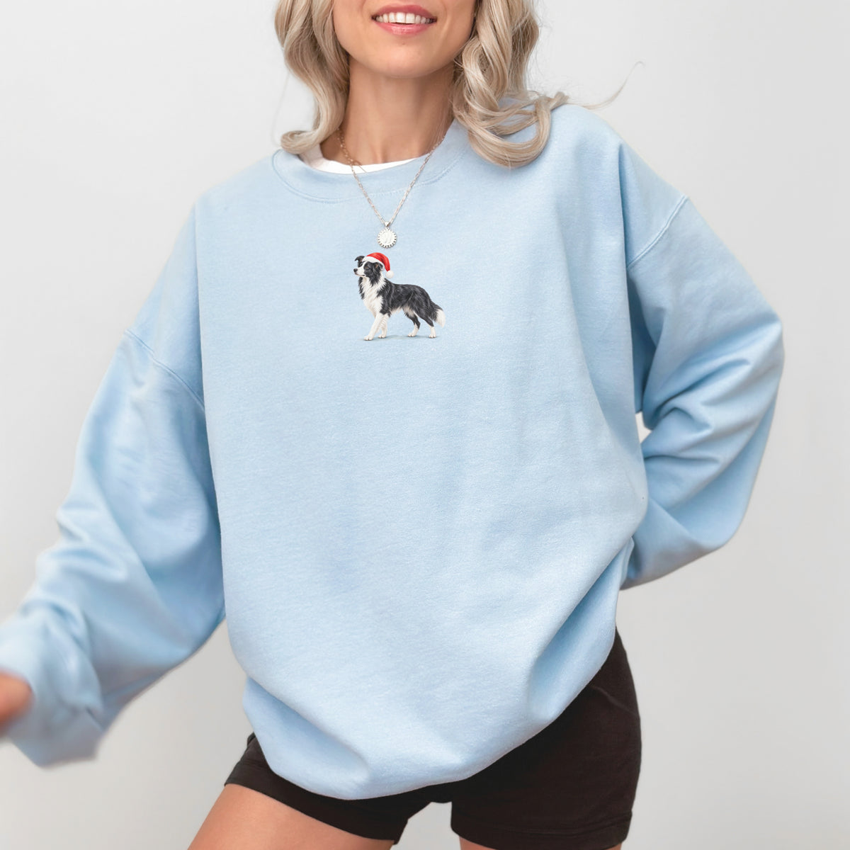 Border collie black and whte  Christmas Sweatshirt
