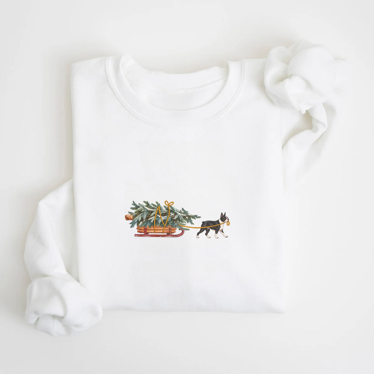 Boston Terrier Black and White Christmas Tree Sweatshirt