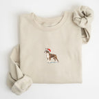 Boston terrier brindle and white  Christmas Sweatshirt
