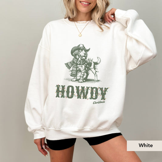 Brittany Spaniel Howdy Christmas Sweatshirt