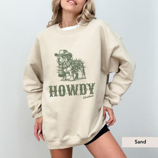 Bulldog Howdy Christmas Sweatshirt
