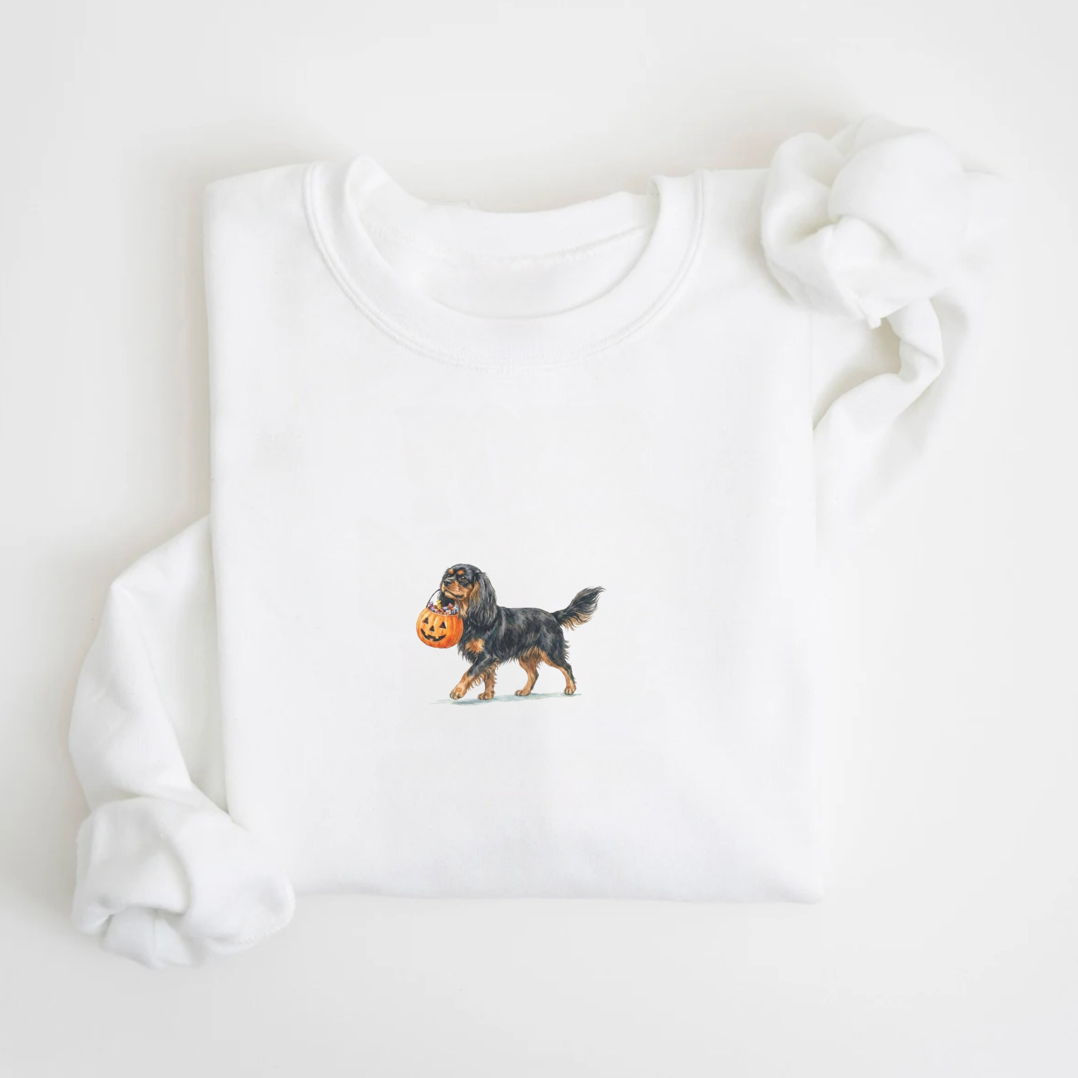 Cavalier Spaniel Black and Tan Halloween Sweatshirt