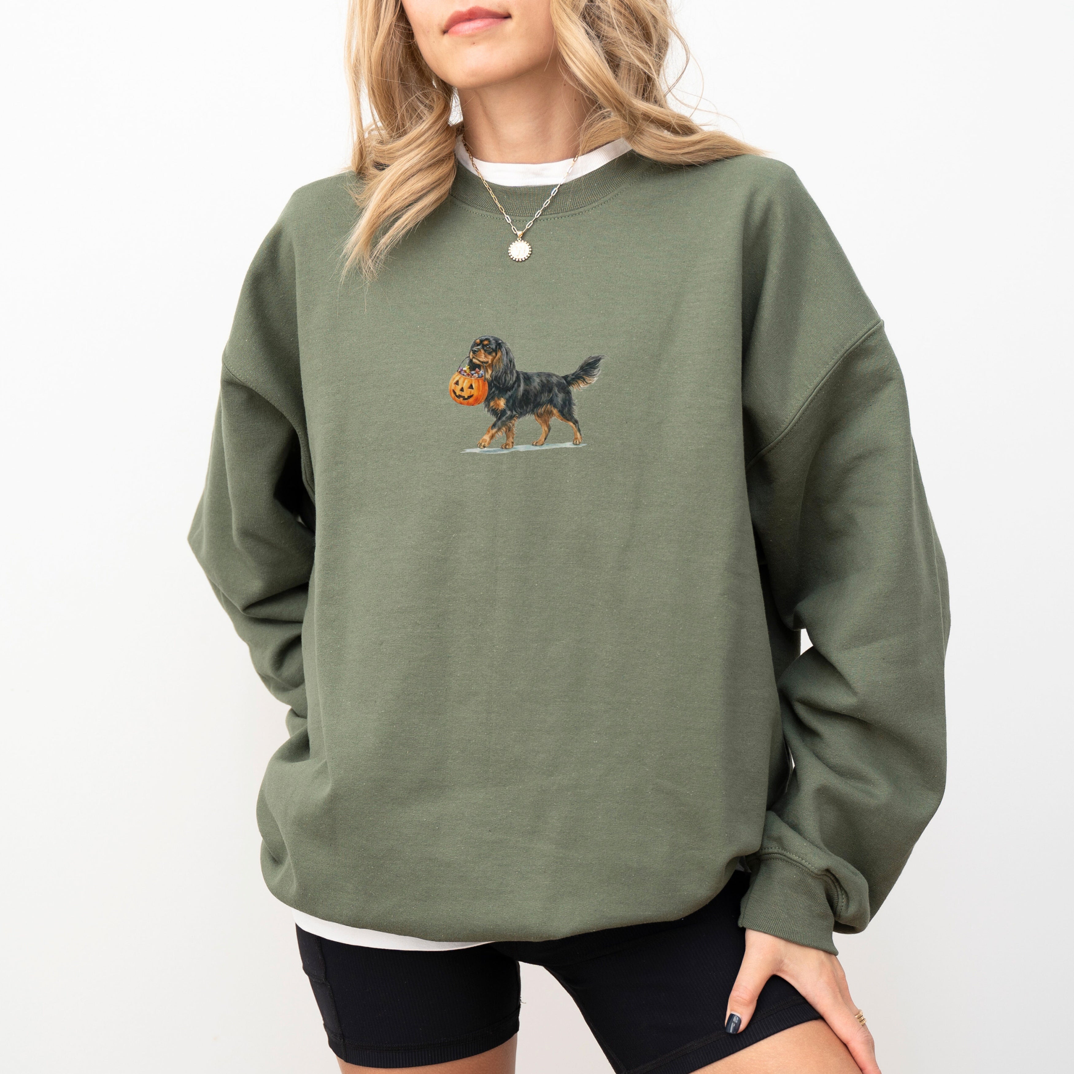 Cavalier Spaniel Black and Tan Halloween Sweatshirt