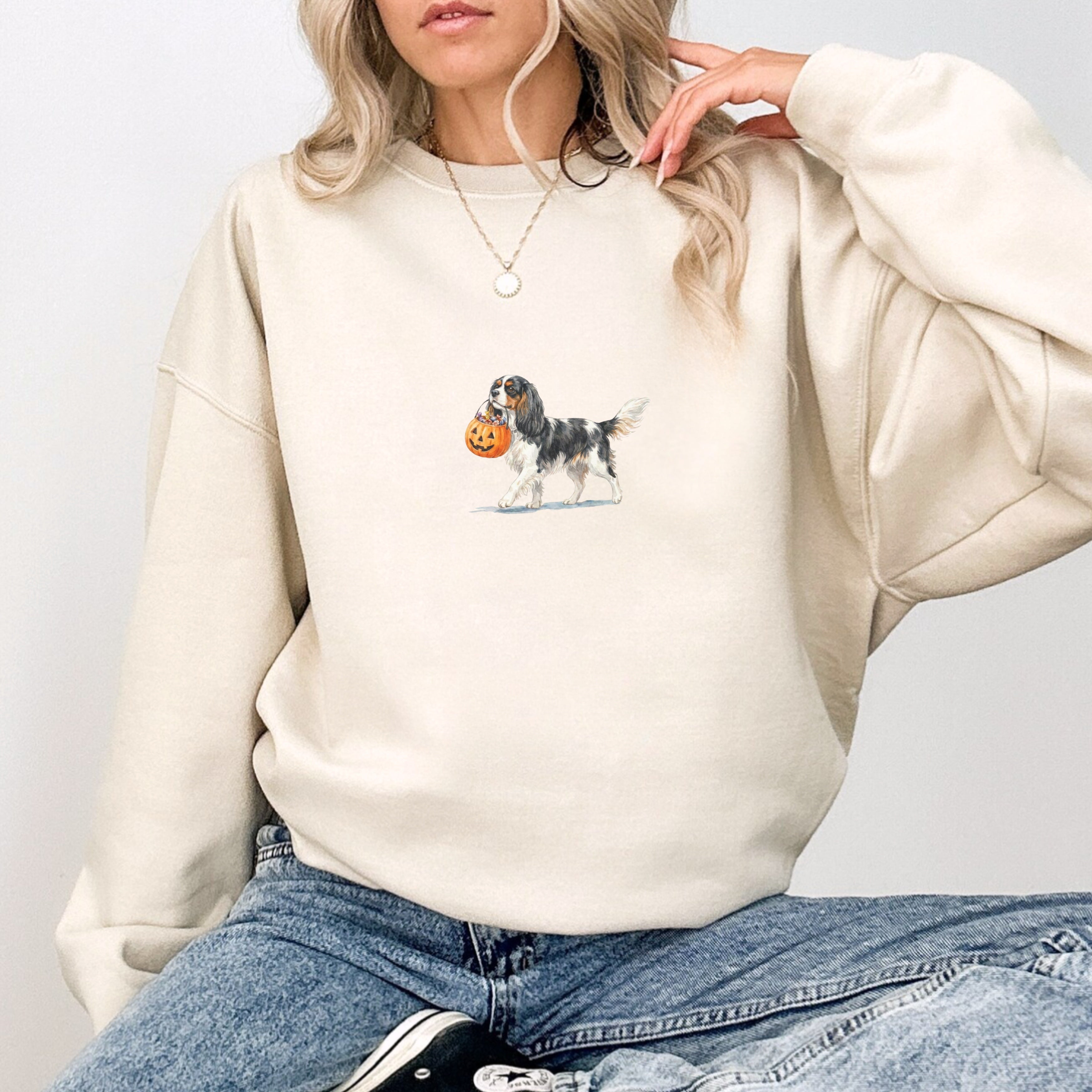 Cavalier Spaniel Tri Color Halloween Sweatshirt